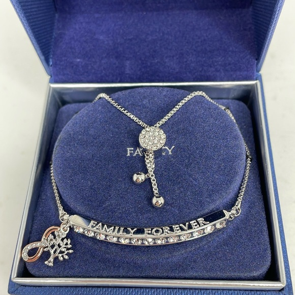 Brilliance Crystal Infinity Bar Adjustable Bracelet Family Forever Infinity Tree - Picture 4 of 9